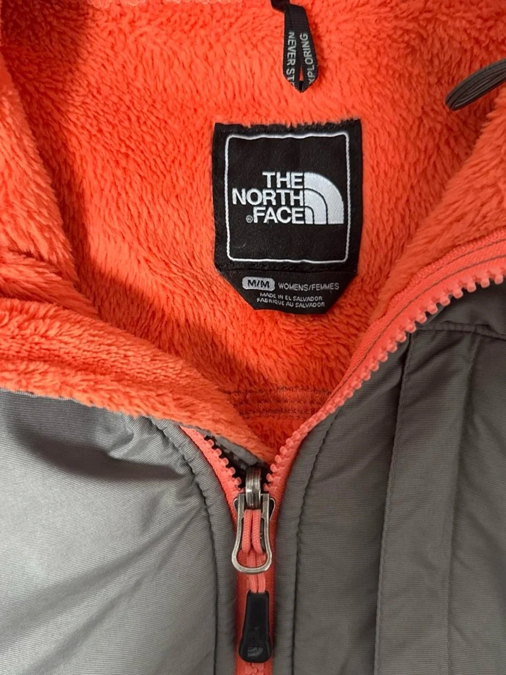 The North Face Men’s Orange and Gray Denali Fleece Jacket M